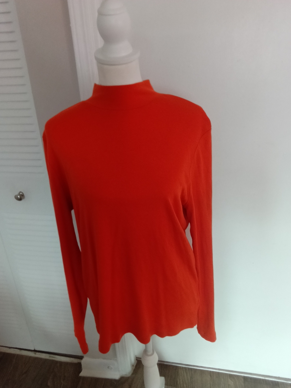 Kim Rogers Long-Sleeve Mock Neck Top in Orange